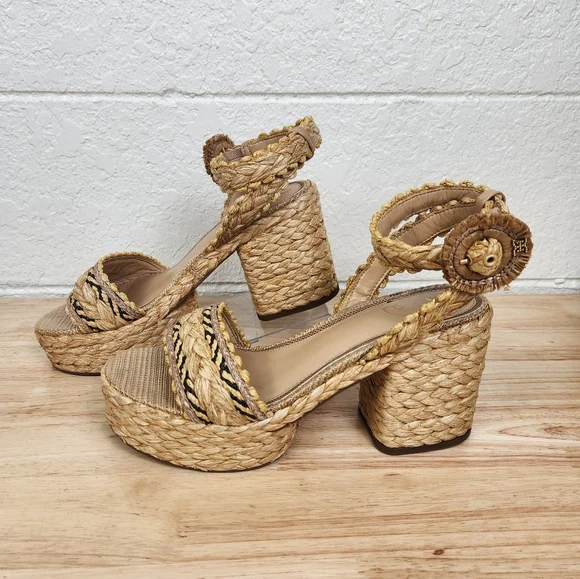 Sam edelman Iliana Heeled Sandals Womens 9 Espadrille Ankle Strap Platform Shoes - Picture 2 of 11